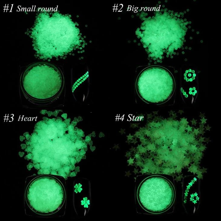 Flocs lluminosos brillantor per a la bellesa de les ungles